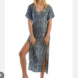 Walker & Wade grey tie-dye ombré dress caftan XS